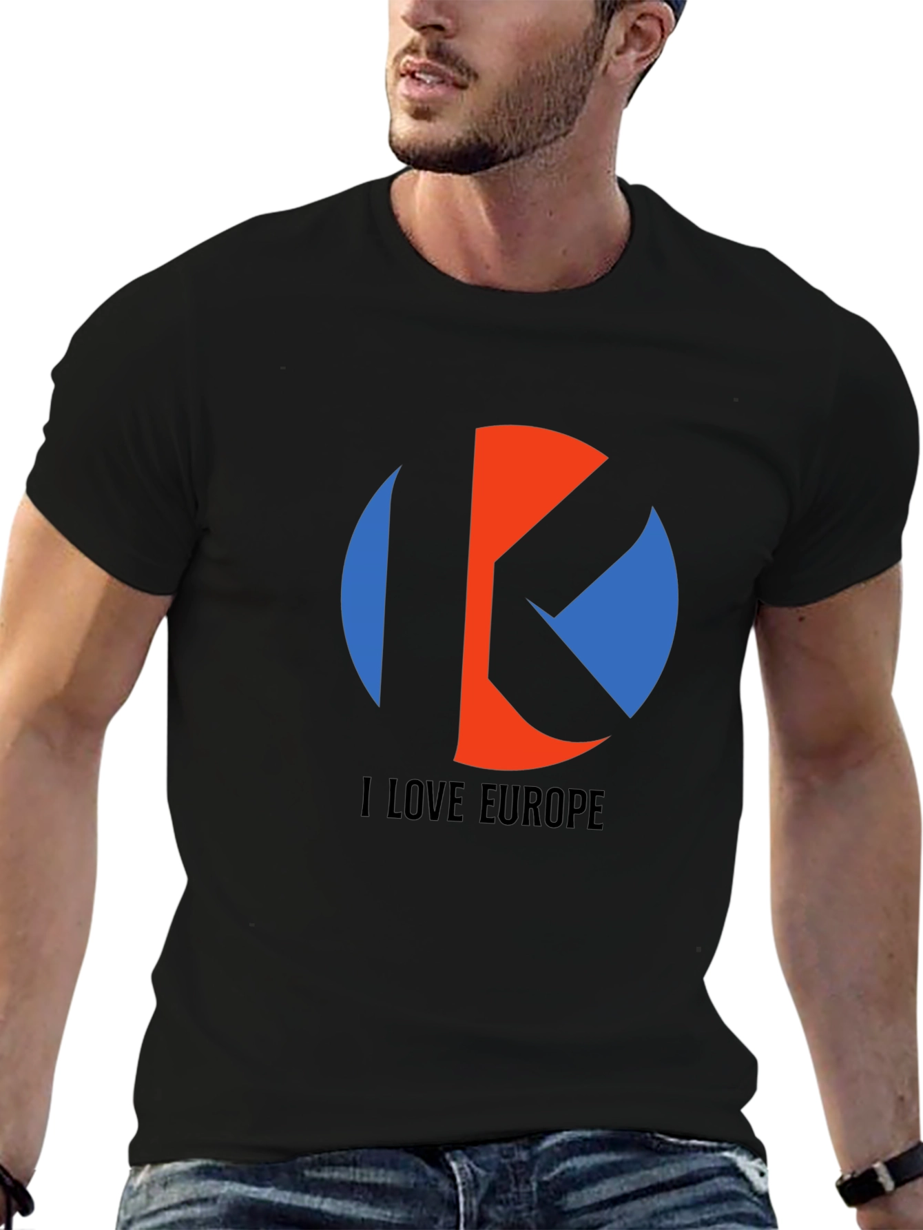 Black I Love Europe Graphic Tee view 6