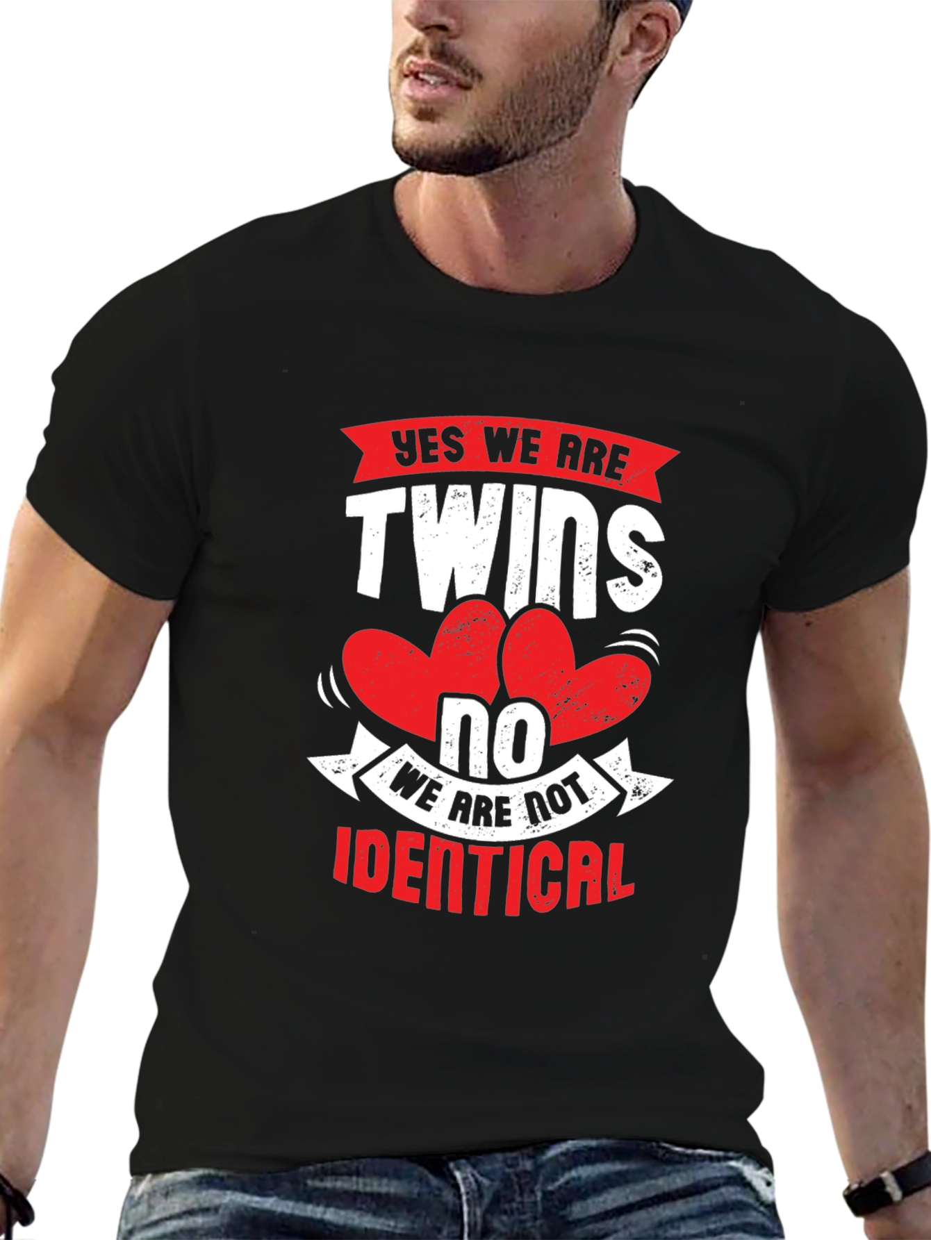 Black Yes We Are Twins T-Shirt - Novelty Tee view 6