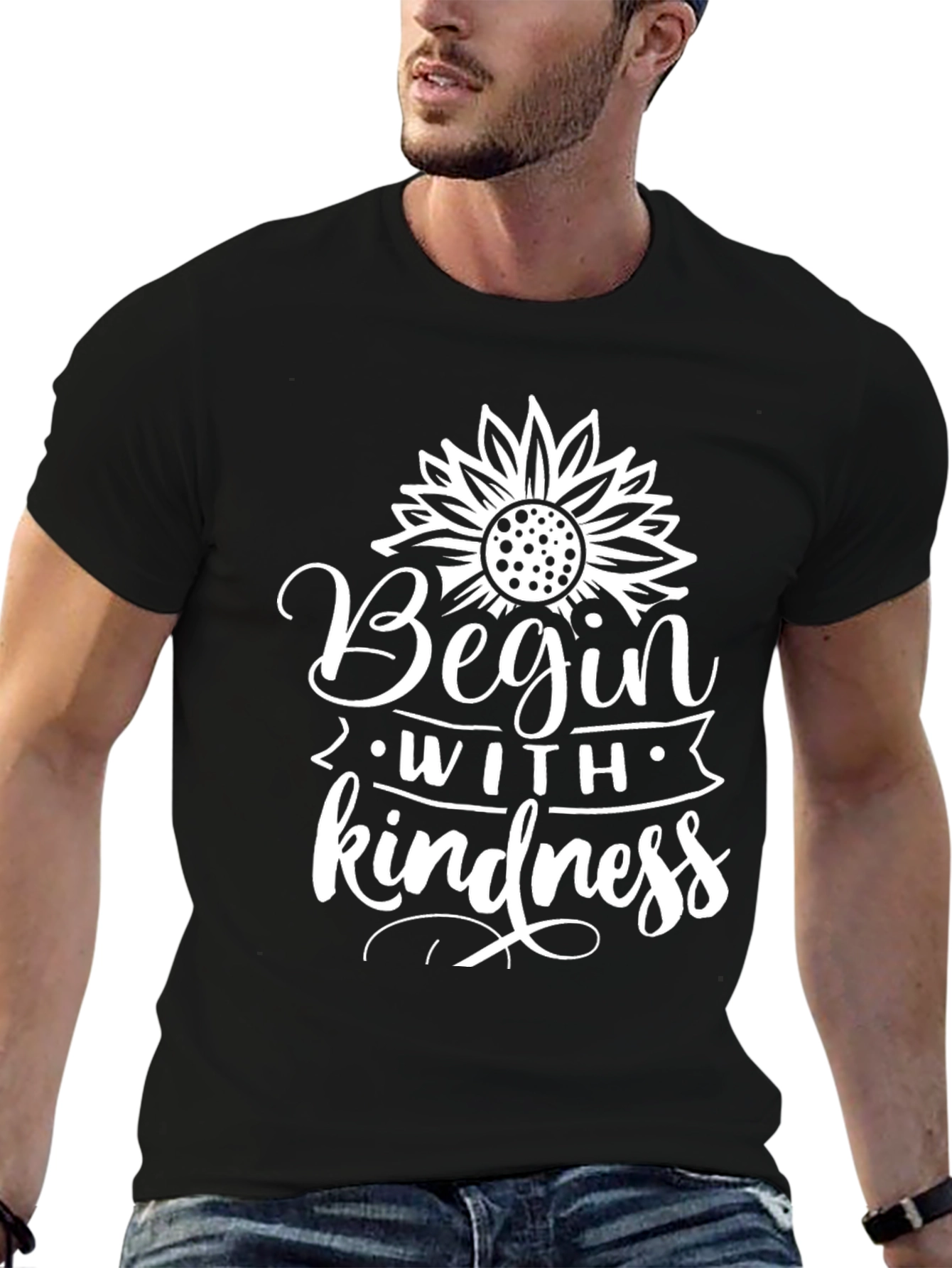 Black Begin With Kindness Graphic Tee view 6