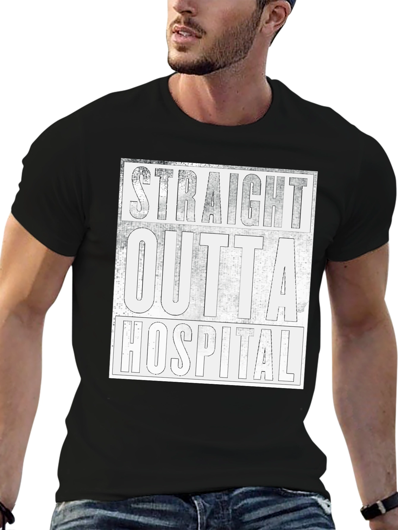 Black Straight Outta Hospital Graphic Tee view 6