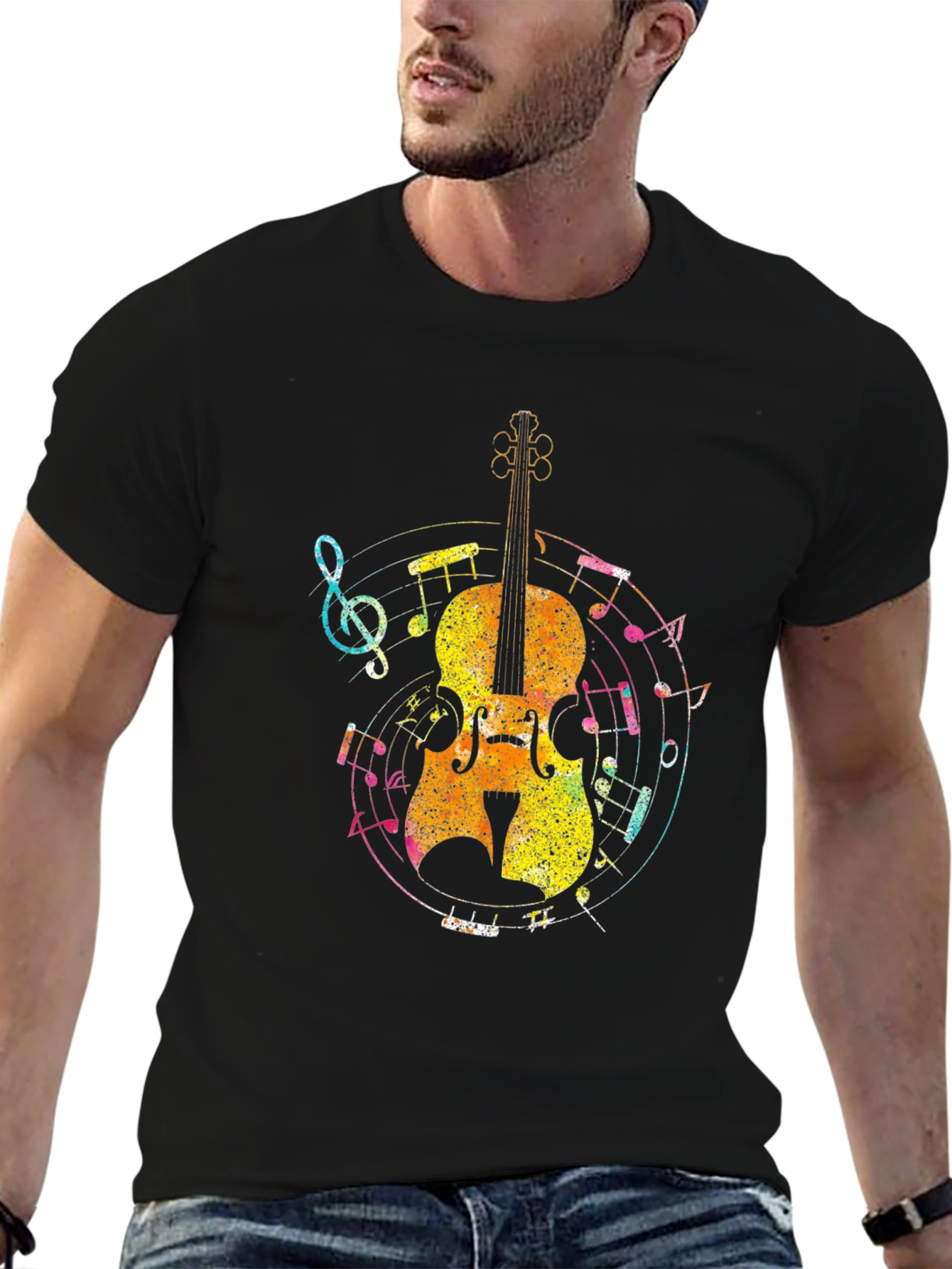 Black Musical Cello Graphic T-Shirt view 6