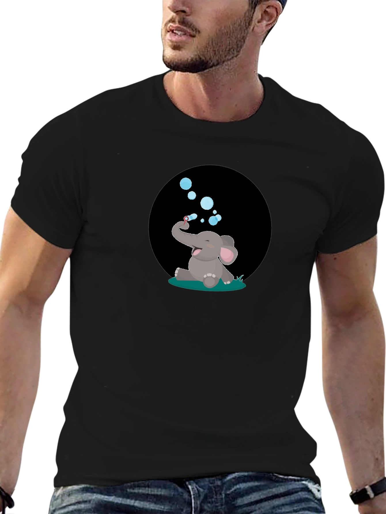 Black Elephant Bubbles Graphic Tee - Black T-Shirt view 6