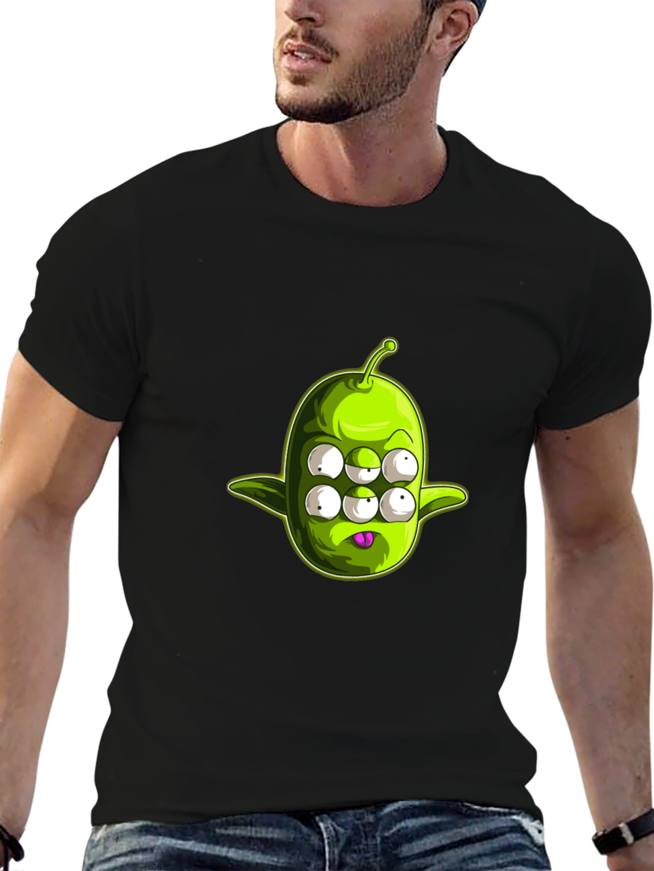 Black Six-Eyed Alien Graphic Tee - Men's Black T-Shirt view 6