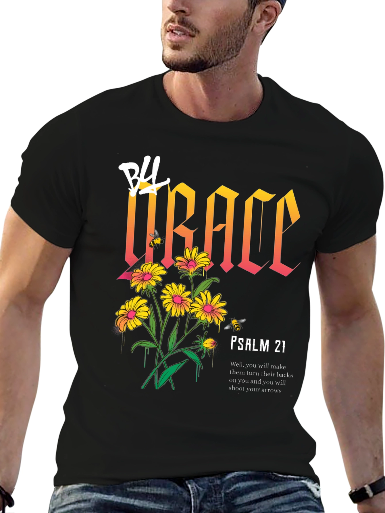 Black Grace Floral Graphic Print T-Shirt view 6