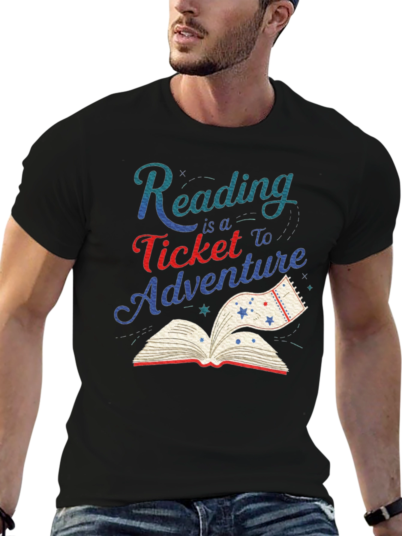 Black Reading Adventure Graphic Tee view 6