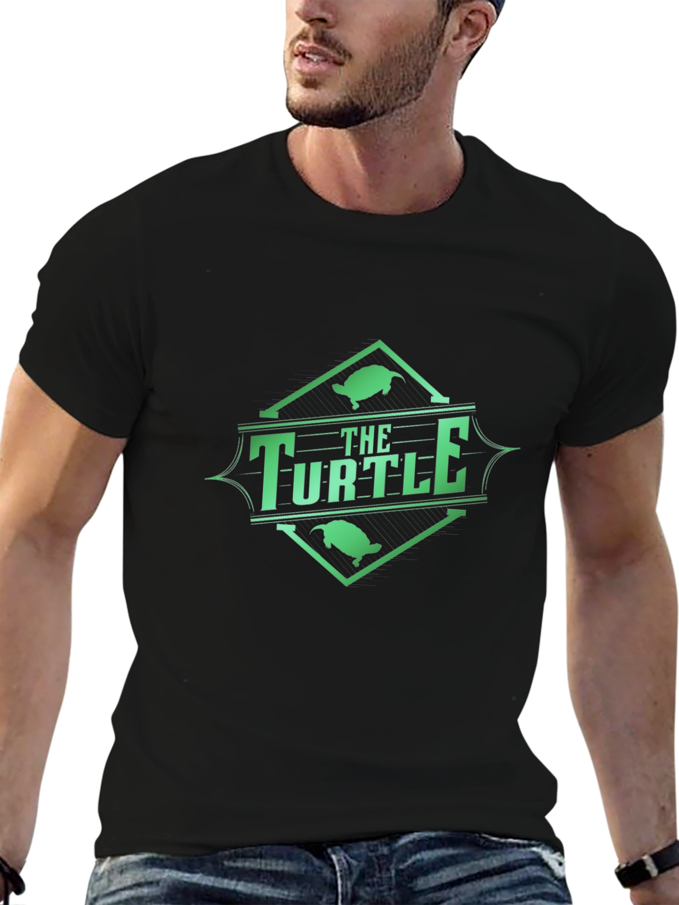 Black The Turtle Graphic Tee - Black Cotton Blend T-Shirt view 6