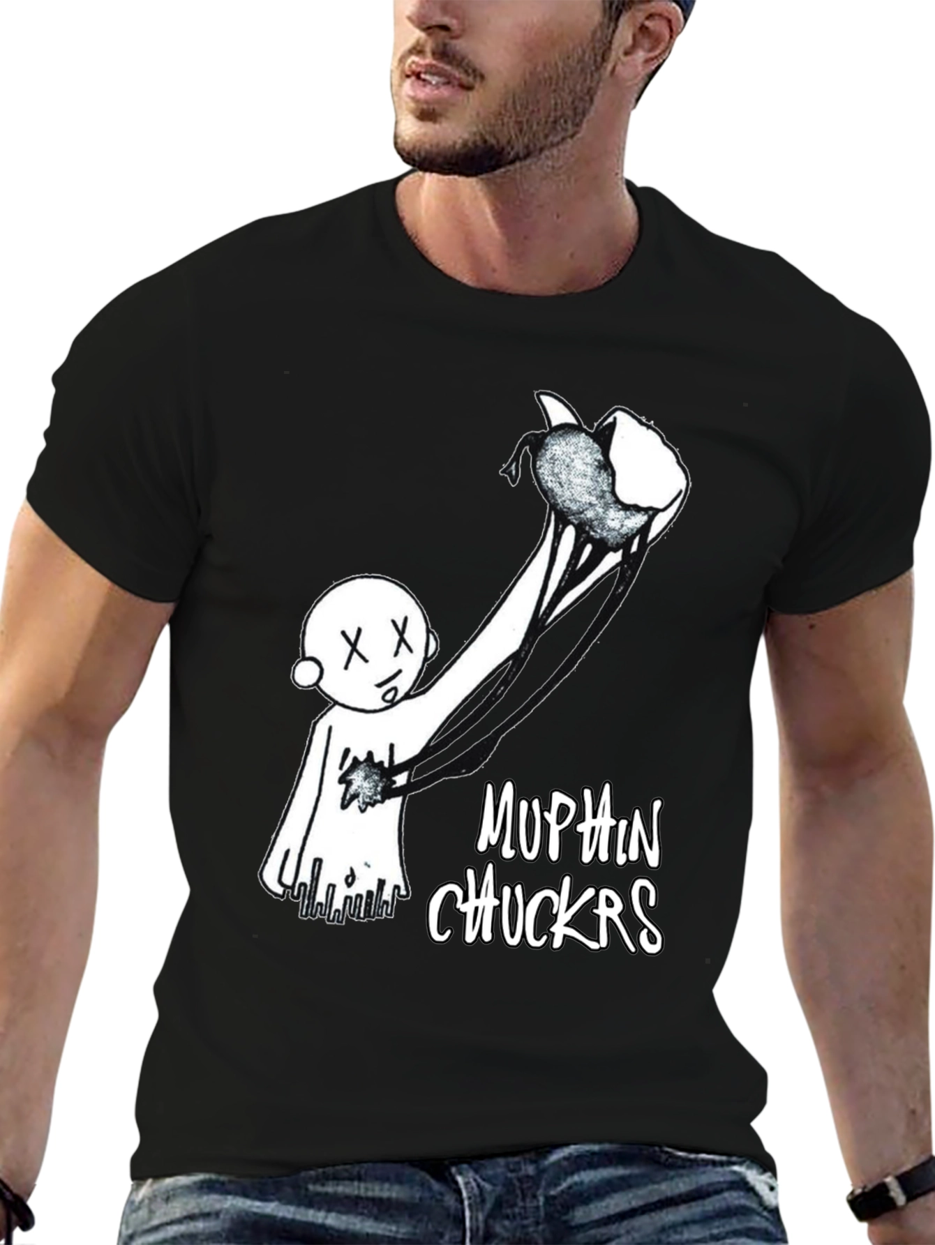 Black Muffin Chuckers Graphic Tee - Unique Design view 6