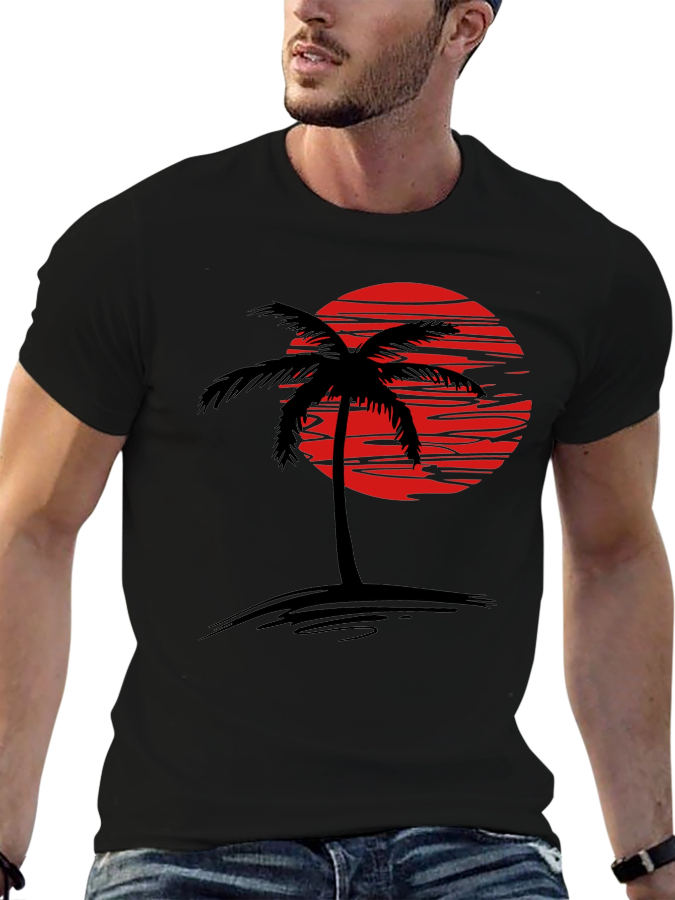 Black Sunset Palm Tree Graphic T-Shirt - Tropical Vibe view 6