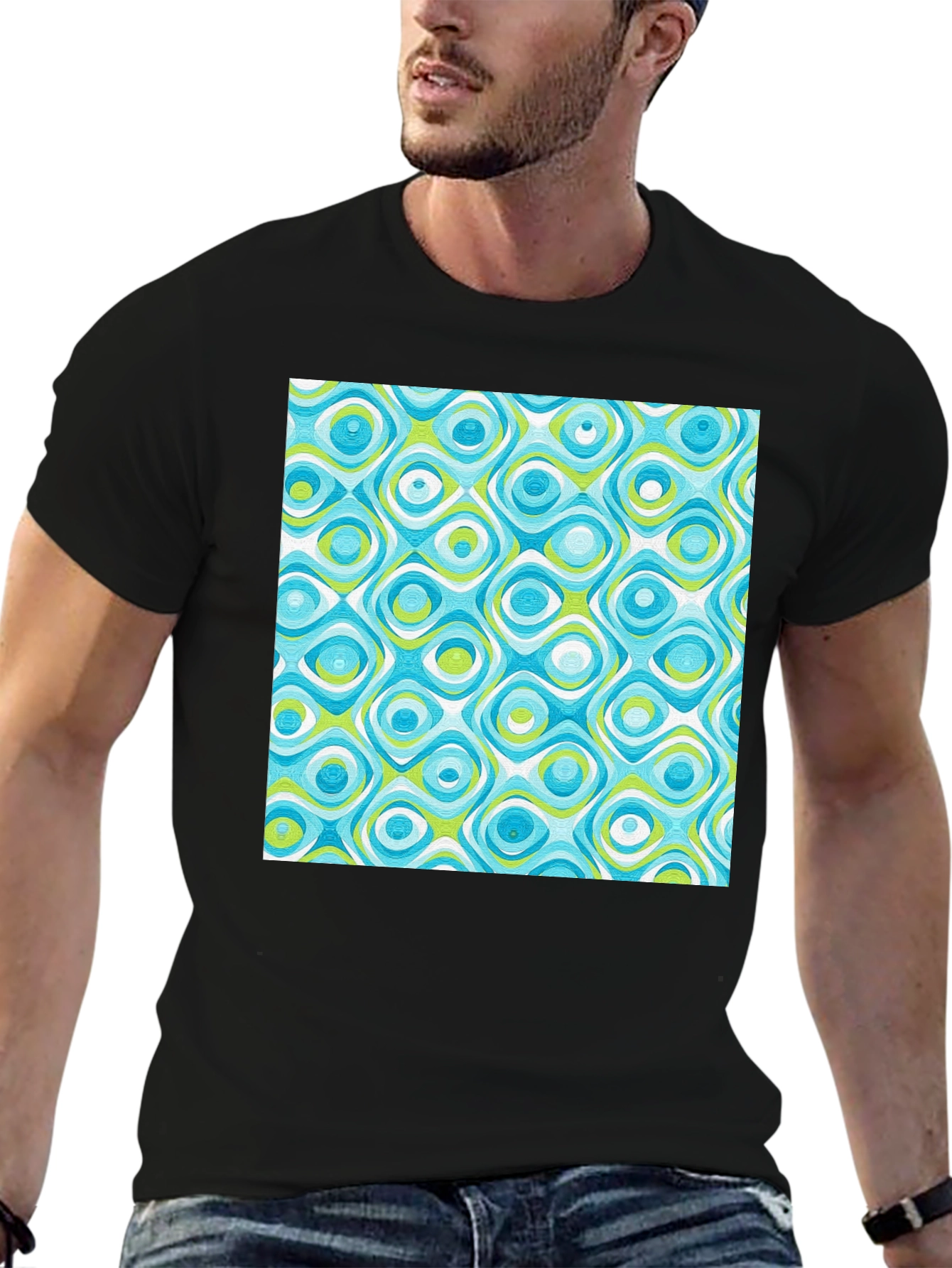 Black Retro Pattern Tee - Cool & Stylish view 6