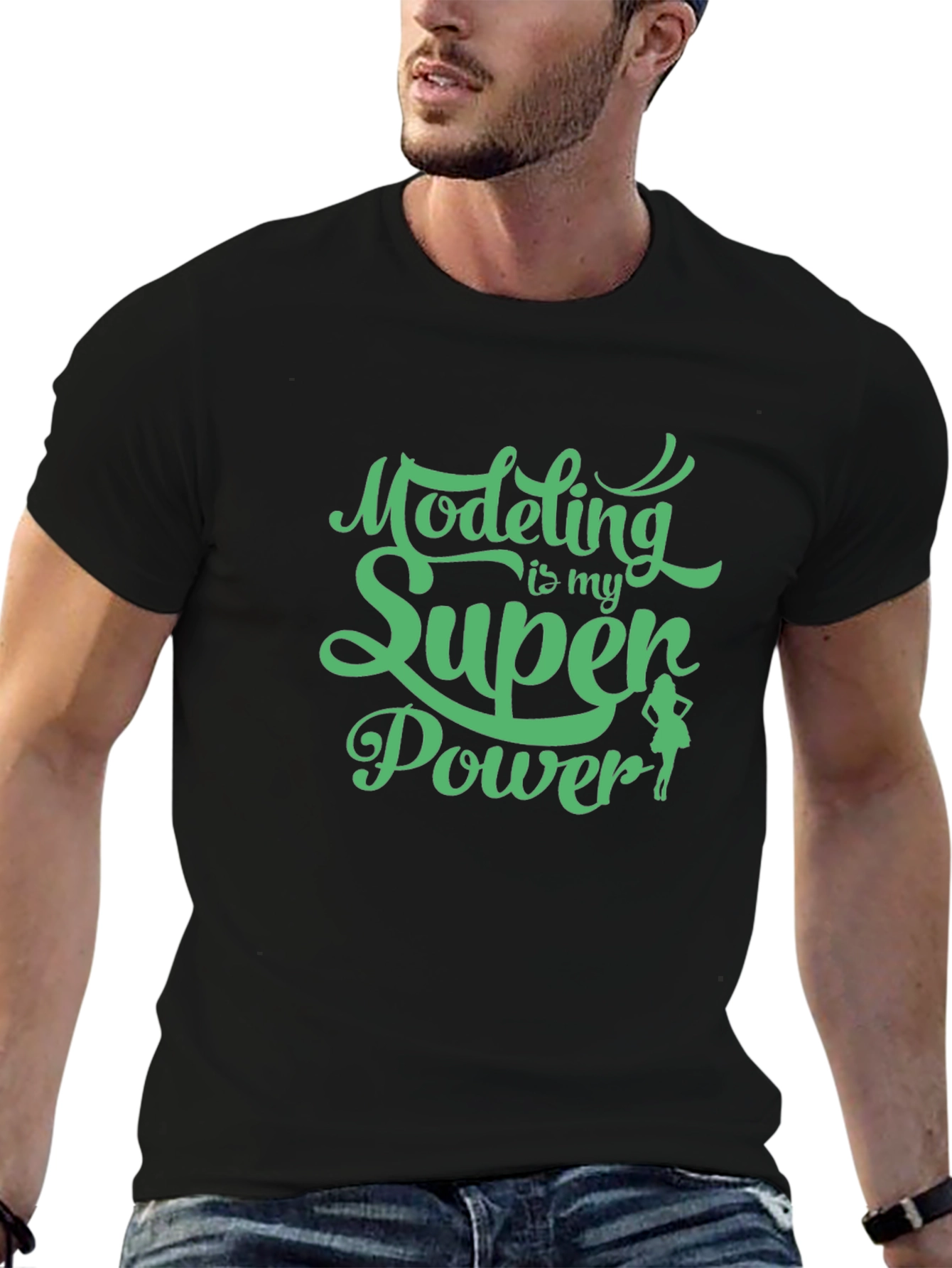 Black Modeling is My Super Power Tee - Black view 6