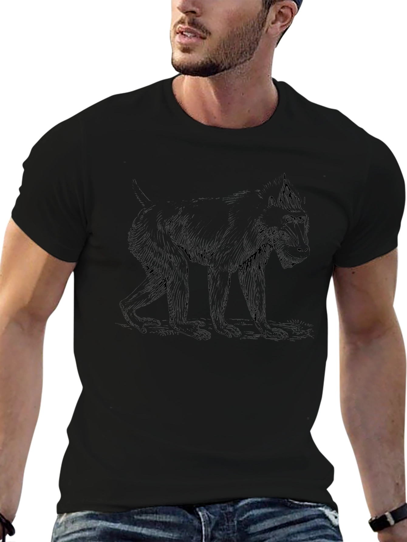 Black Monkey Graphic Tee - Mens Black Crew Neck T-Shirt view 6