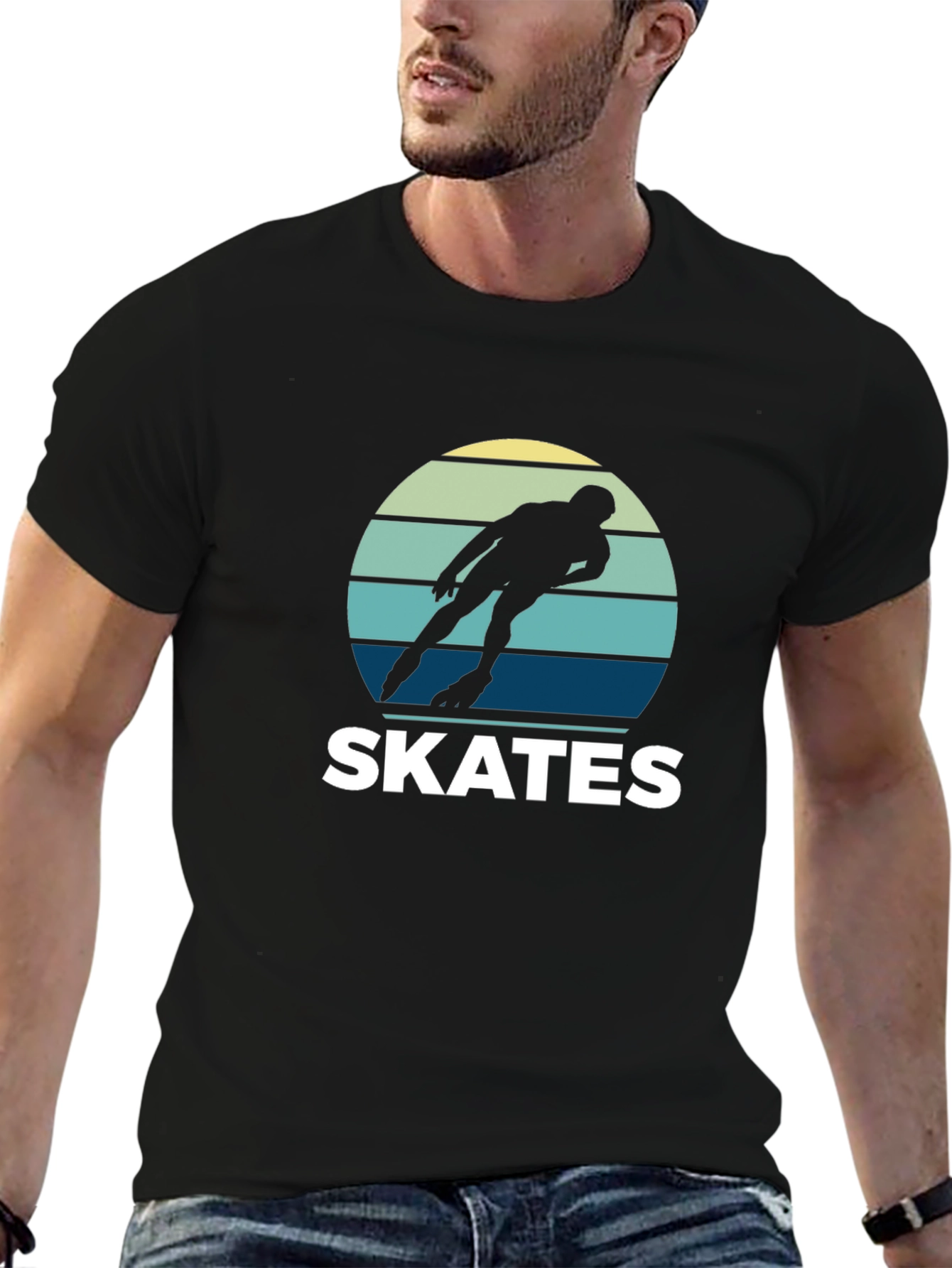 Black Retro Skates T-Shirt - Vintage Style Graphic Tee view 6
