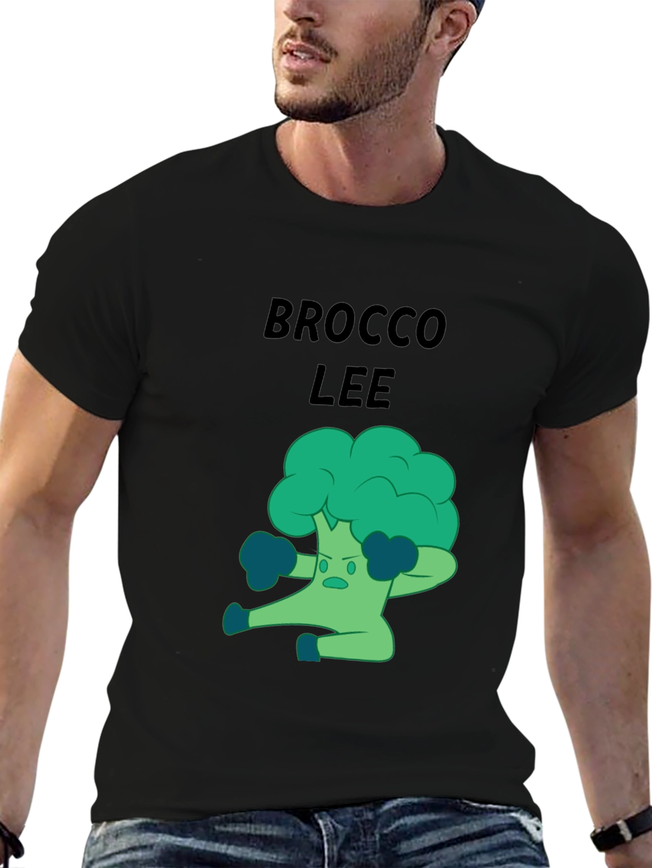 Black Brocco Lee T-Shirt - Funny Vegetable Boxer view 6