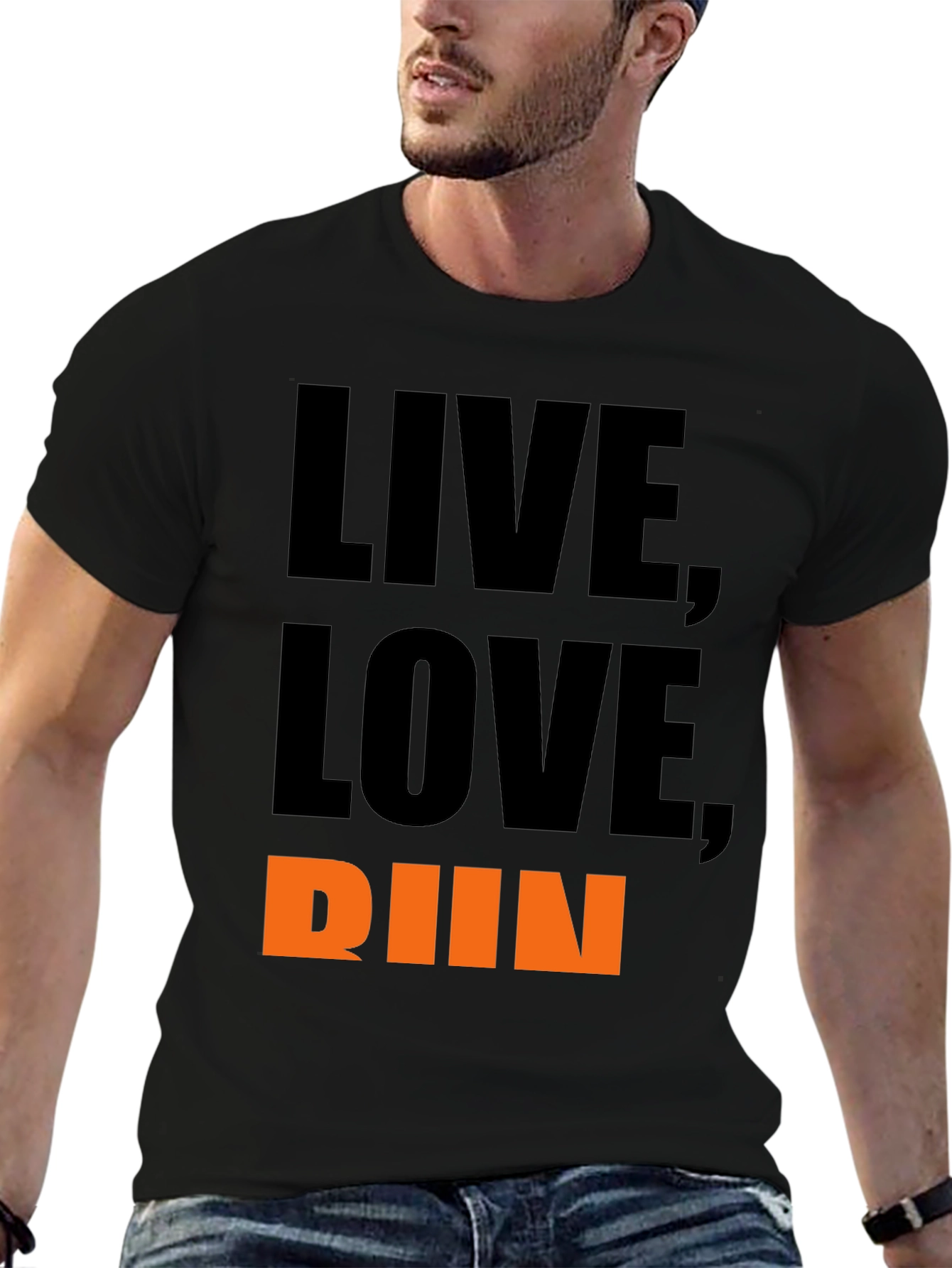 Black Live, Love, Run T-Shirt - Motivational Graphic Tee view 6