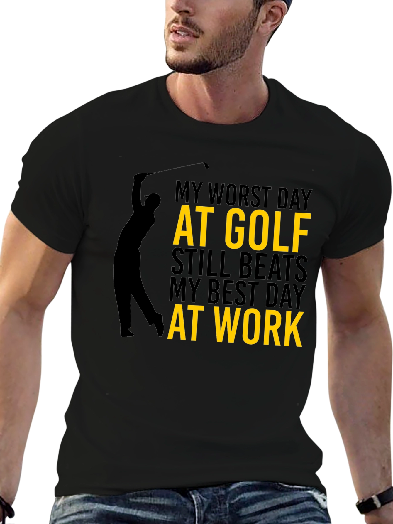 Black Funny Golf T-Shirt: My Worst Day at Golf view 6