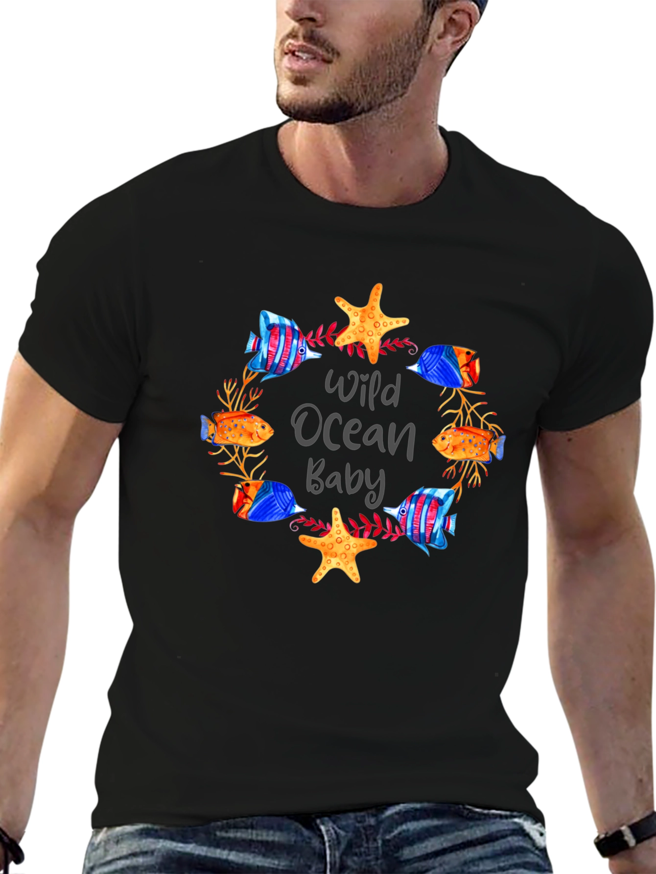 Black Wild Ocean Baby Graphic T-Shirt view 6