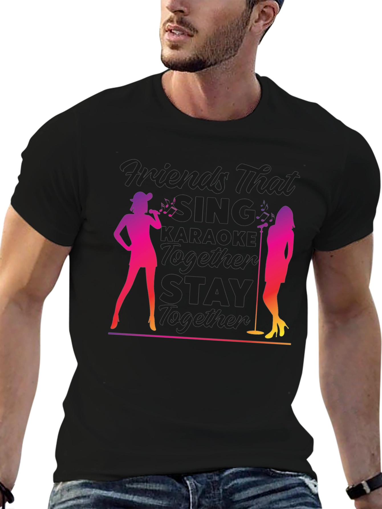 Black Karaoke Duo Black T-Shirt view 6