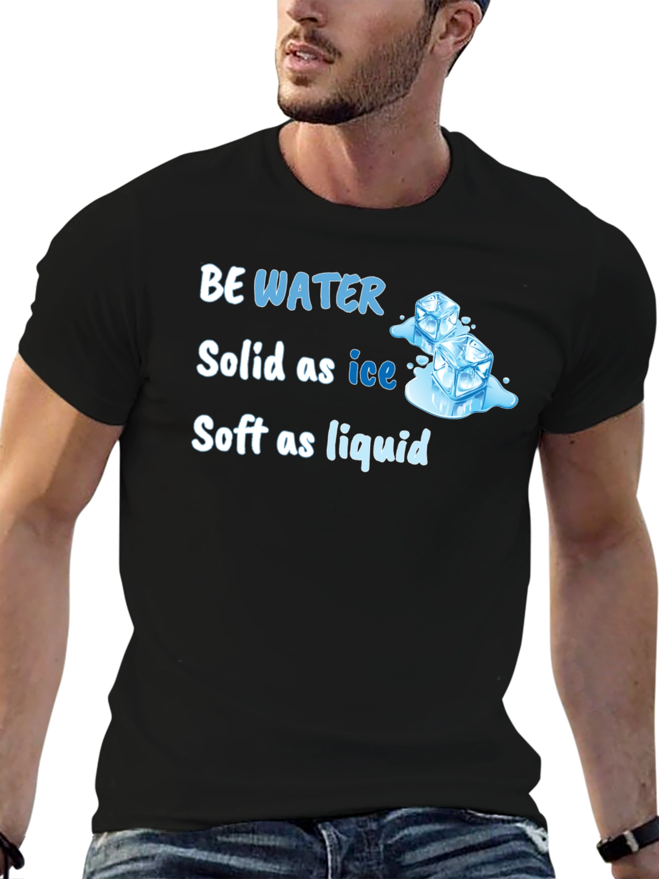 Black Be Water Ice Cube Graphic Tee - Solid as Ice, Soft as Liquid view 6