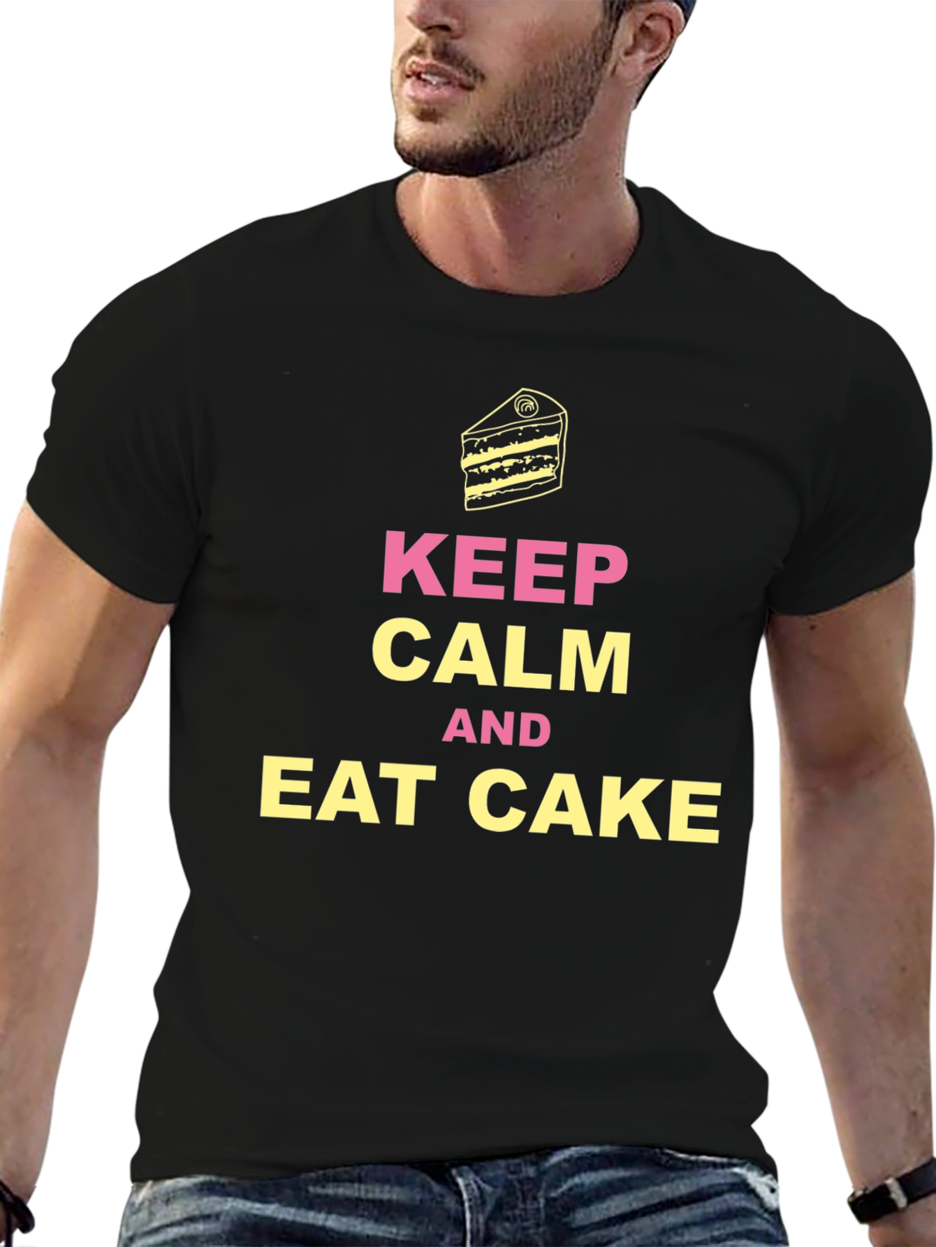Black Keep Calm Eat Cake T-Shirt view 6
