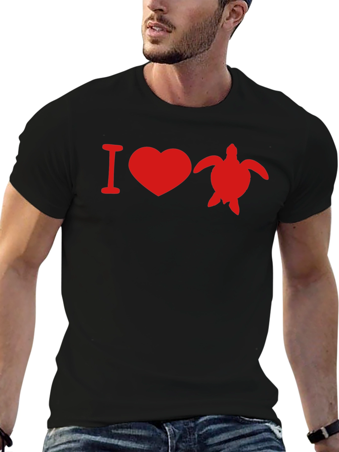 Black I Love Turtles Black T-Shirt view 6