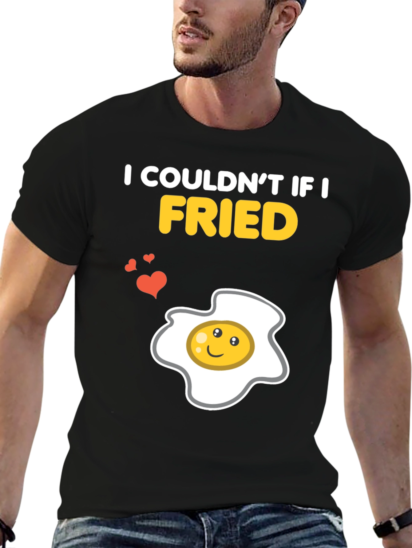 Black Funny Couldn't If I Fried Egg Graphic T-Shirt view 6