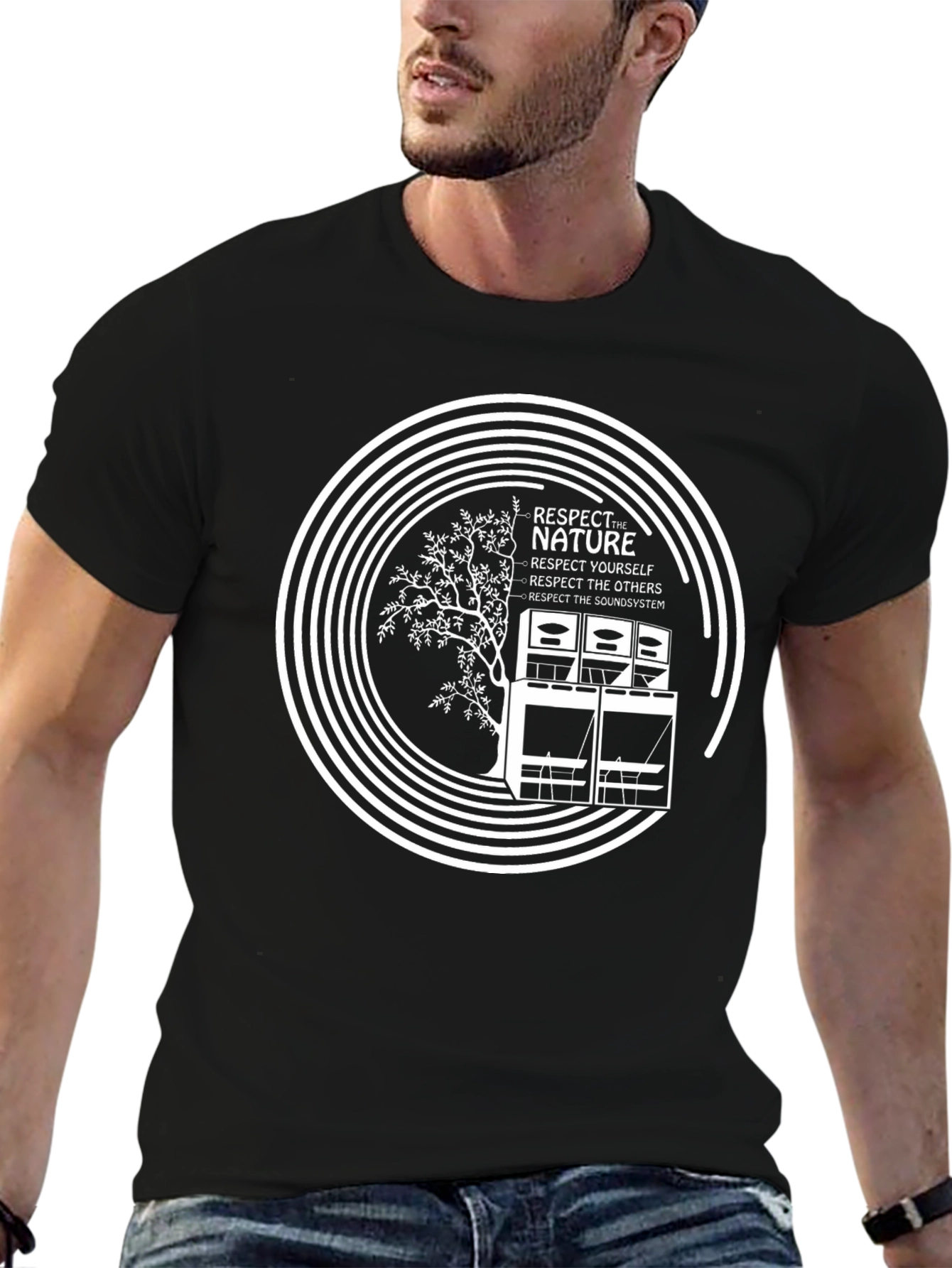 Black Respect Nature Graphic Tee - Black view 6