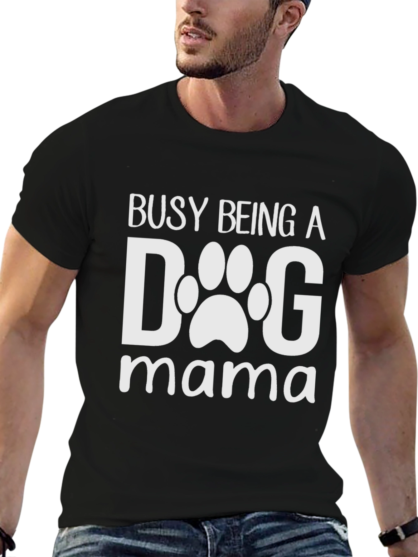 Black Dog Mama T-Shirt - Cute Paw Print Design view 6