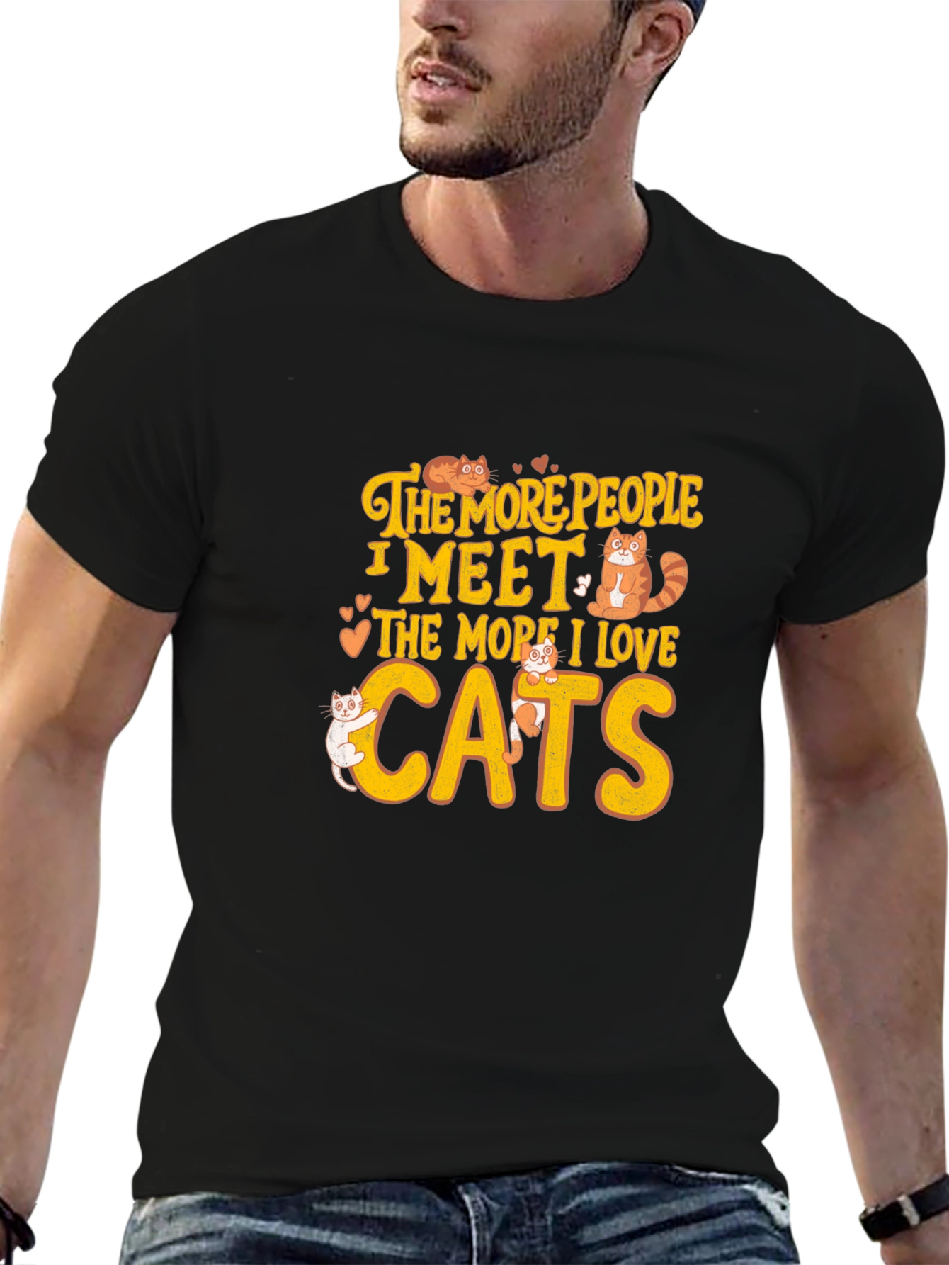 Black Cat Lover T-Shirt: The More I Love Cats view 6