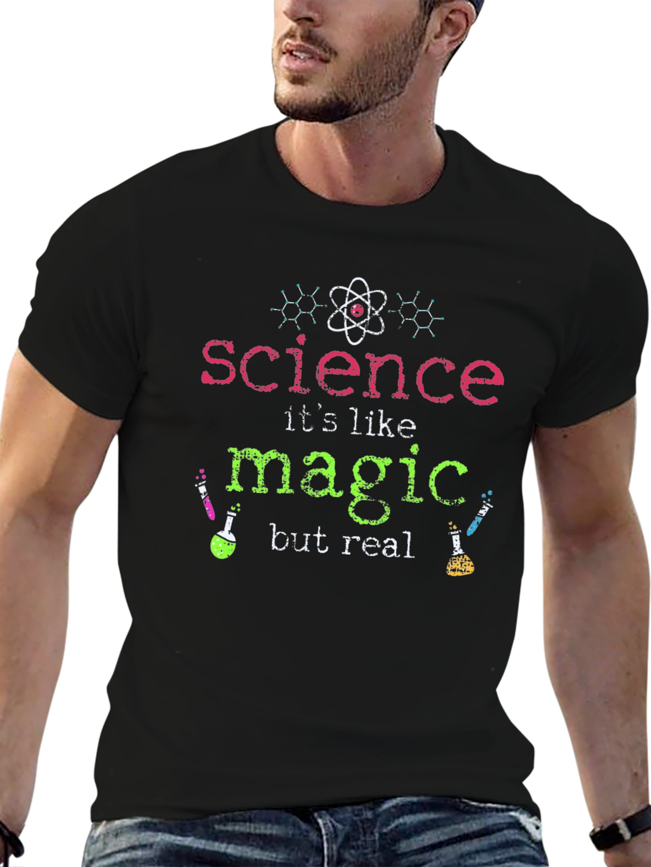 Black Science Magic T-Shirt - Funny Science Tee view 6