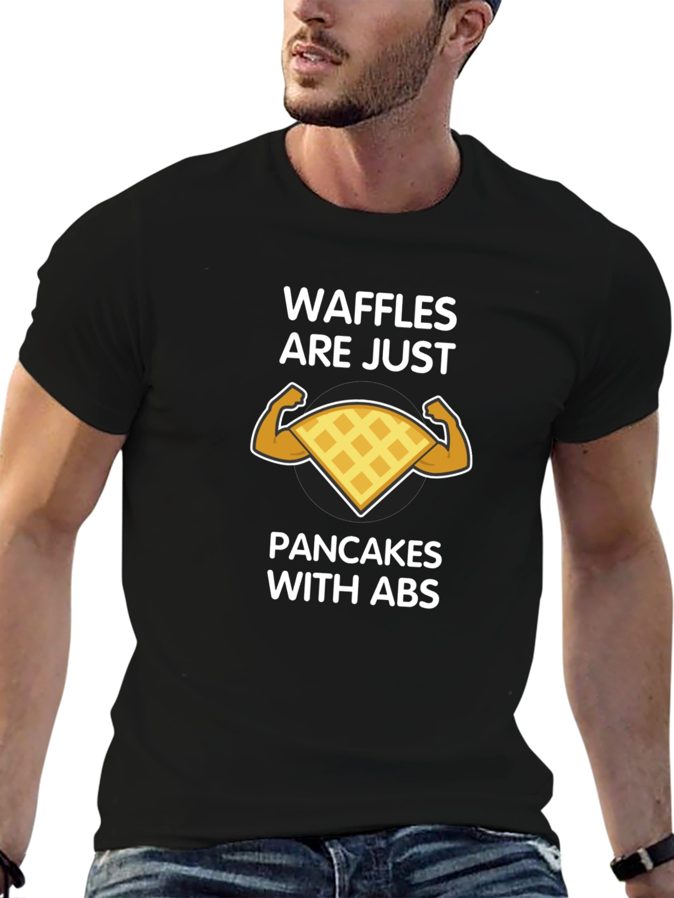 Black Waffles Are Just Pancakes With Abs Graphic T-Shirt view 6