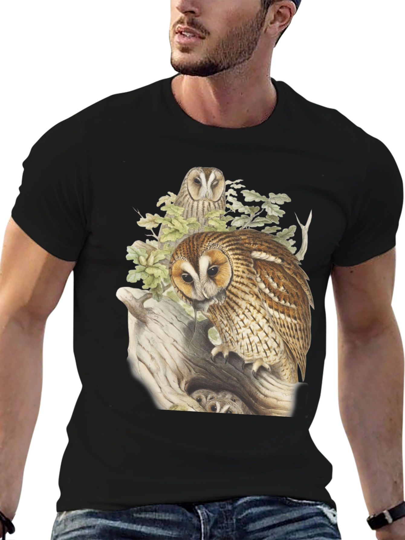 Black Owl Graphic Tee - Nature Inspired Design view 6