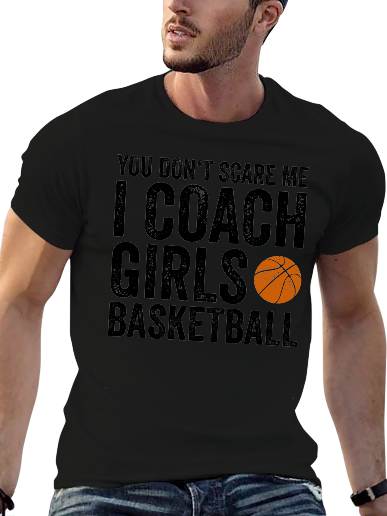 Black Funny Basketball Coach T-Shirt - I Coach Girls Basketball view 6