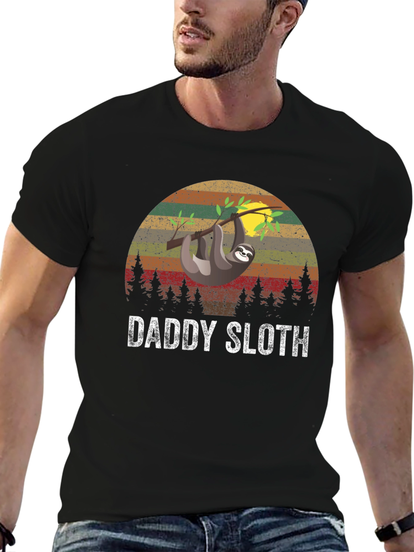 Black Daddy Sloth Graphic T-Shirt view 6