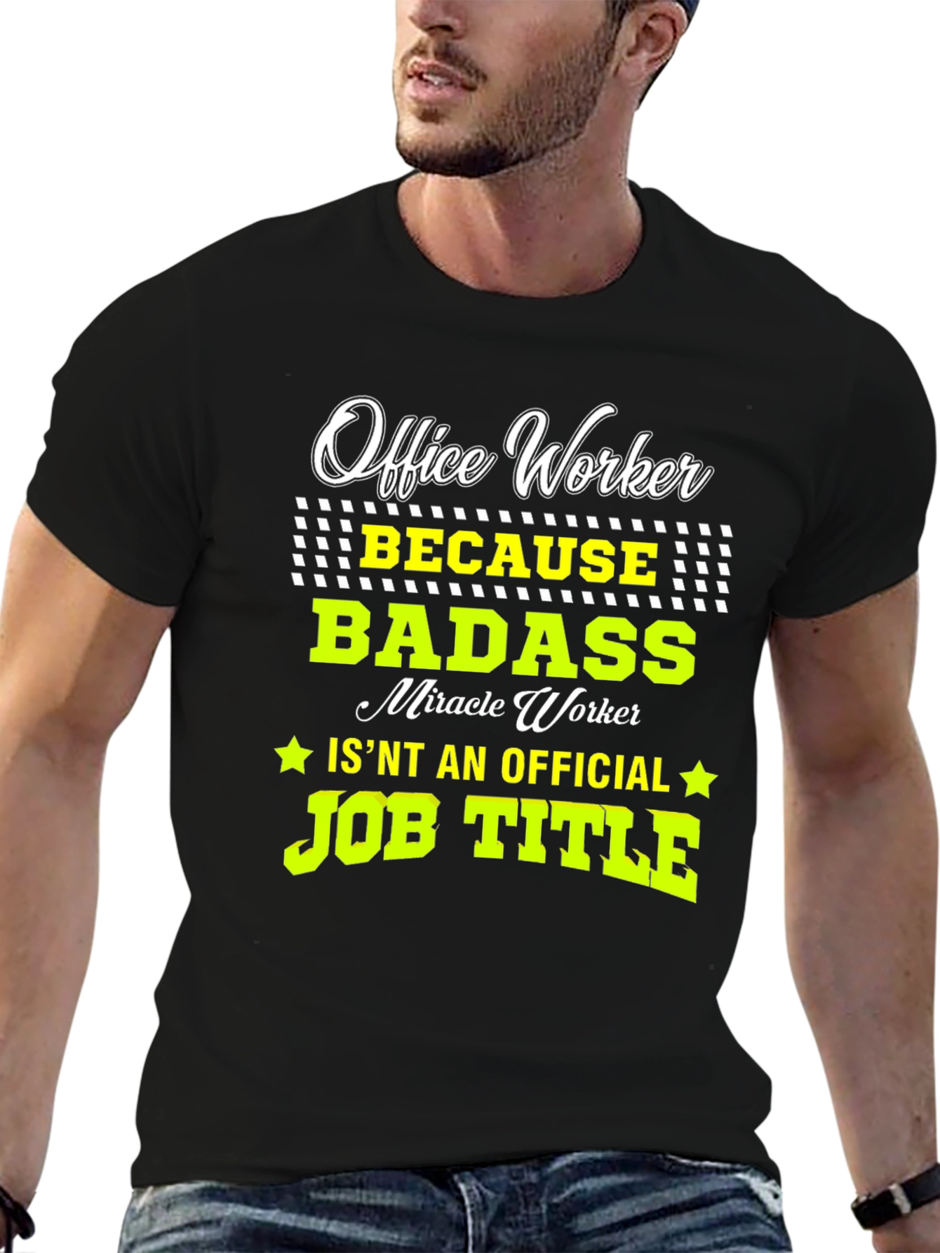 Black Office Worker Badass Job Title Graphic T-Shirt view 6