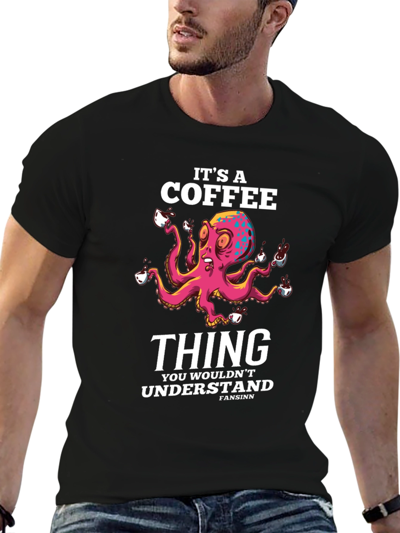 Black It's a Coffee Thing T-Shirt Octopus Design view 6