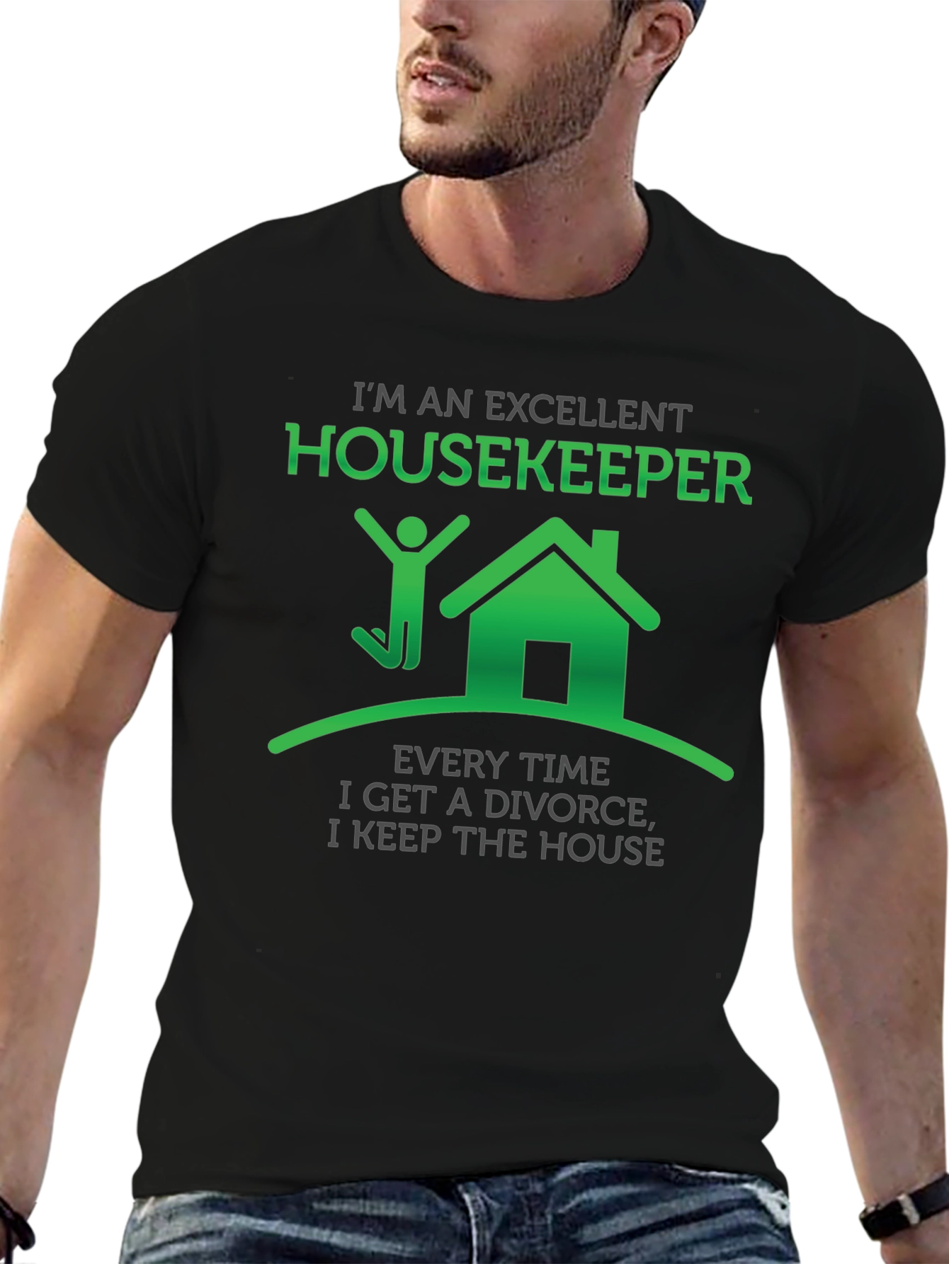 Black Excellent Housekeeper T-Shirt Funny Divorce Gift view 6