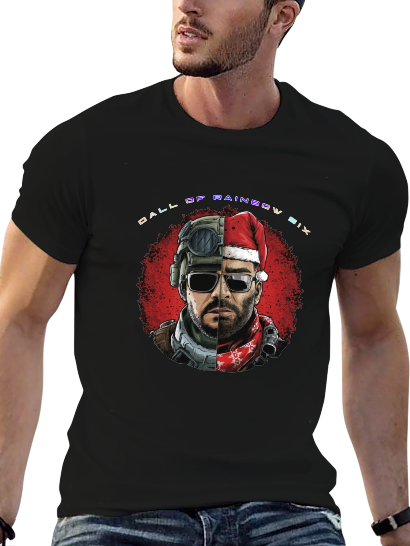 Black Call of Rainbow Six Holiday Graphic Tee view 6