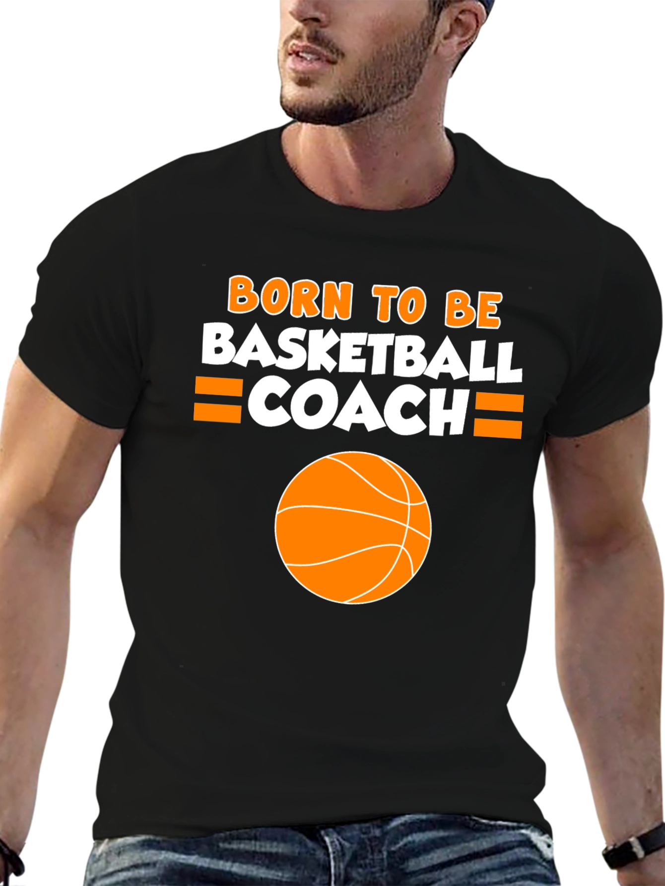 Black Born to be Basketball Coach T-Shirt view 6