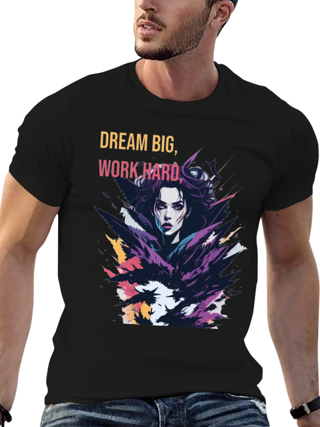 Black Dream Big Graphic Tee - Soft Cotton Blend view 6