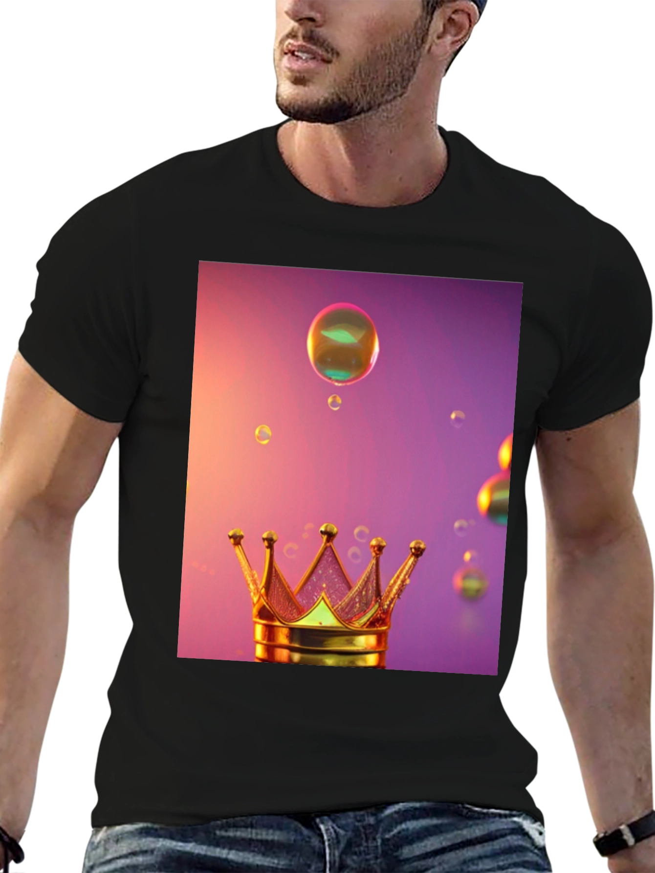 Black Crown and Bubbles Graphic Tee view 6