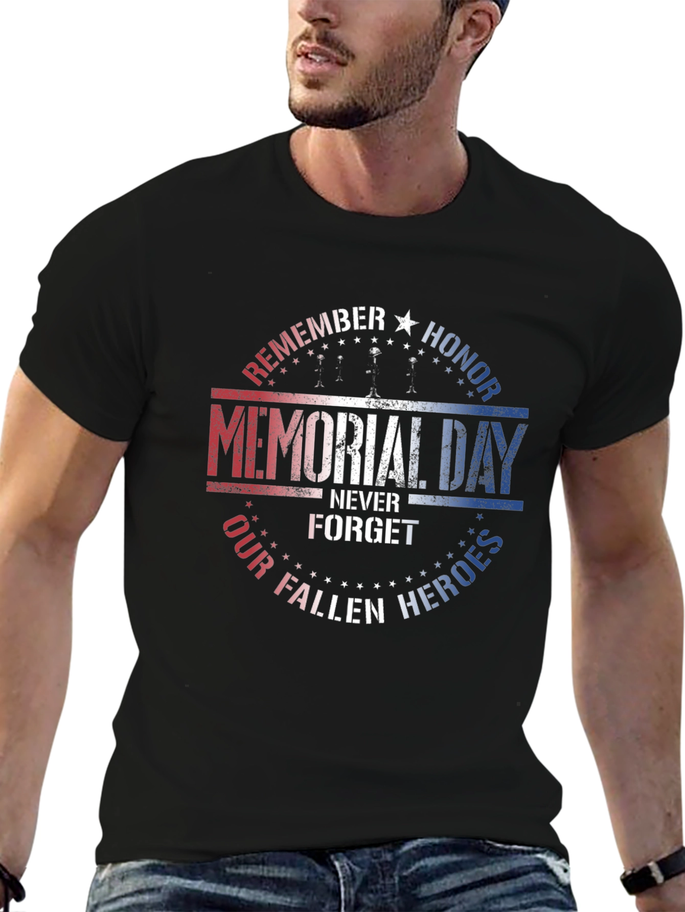 Black Memorial Day Honor Fallen Heroes T-Shirt view 6