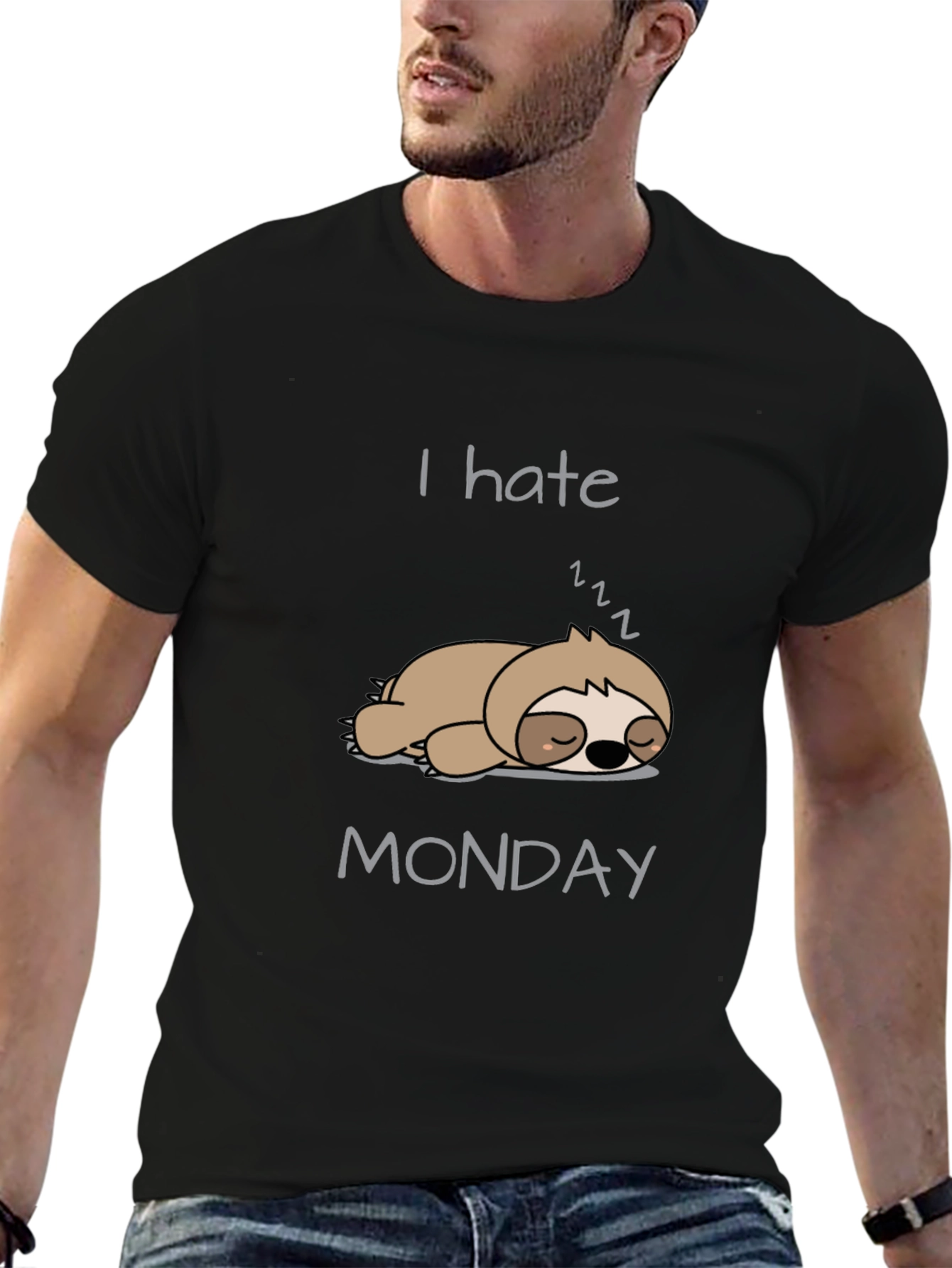 Black I Hate Mondays Sloth T-Shirt - Comfy Tee view 6