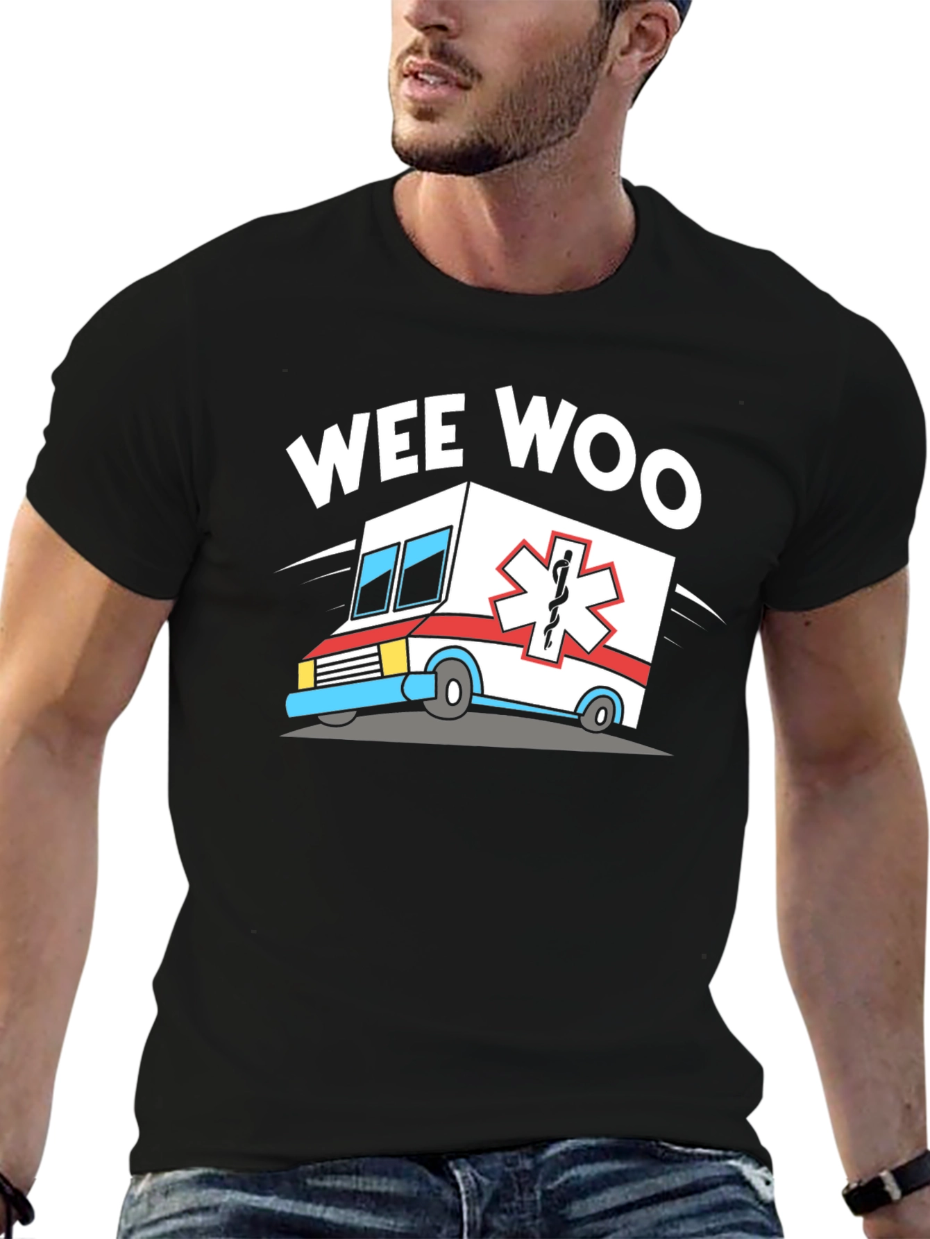 Black Wee Woo Ambulance Graphic Tee - Black T-Shirt view 6