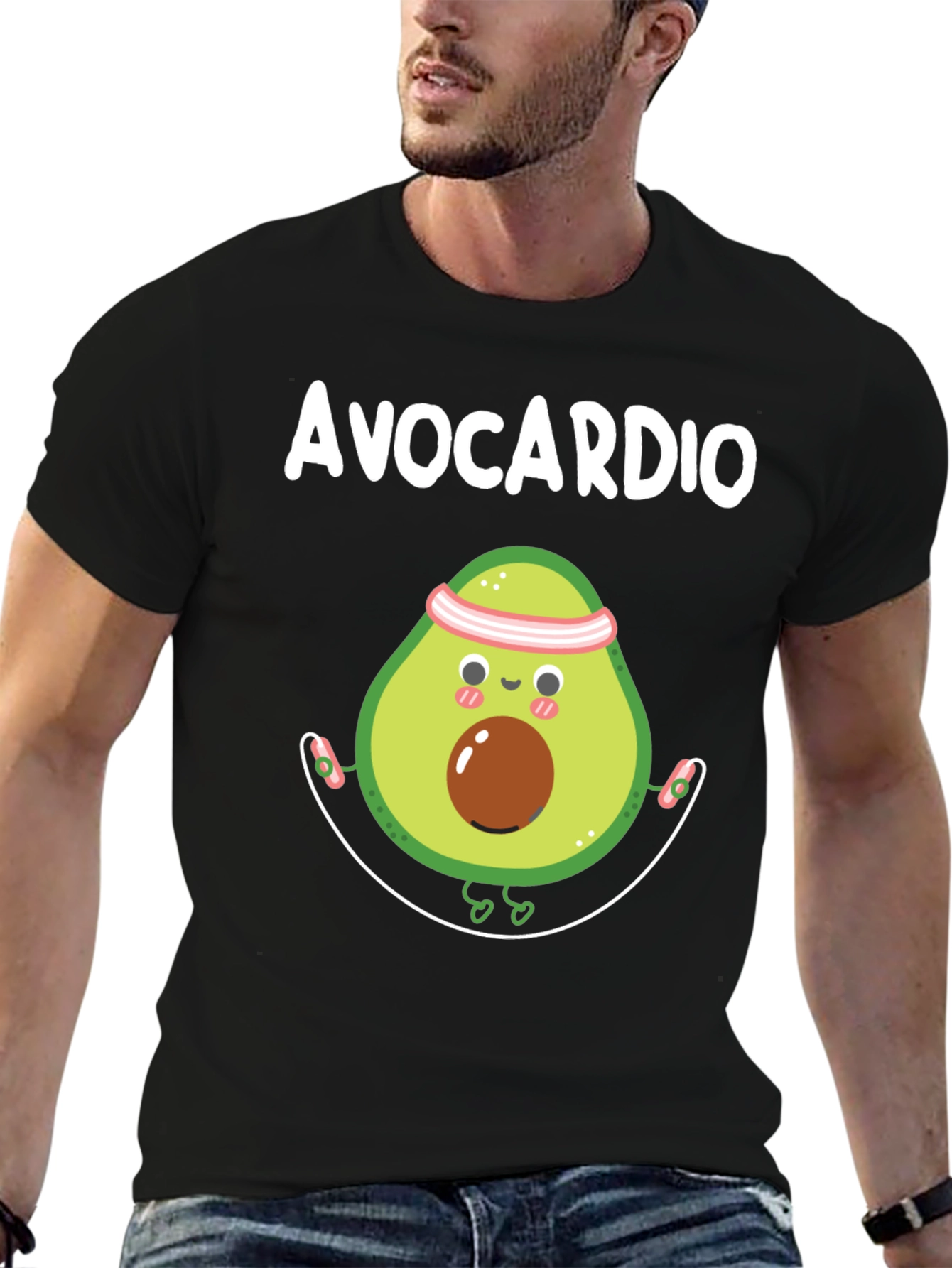 Black Avocardio Graphic Tee - Fitness Humor T-Shirt view 6