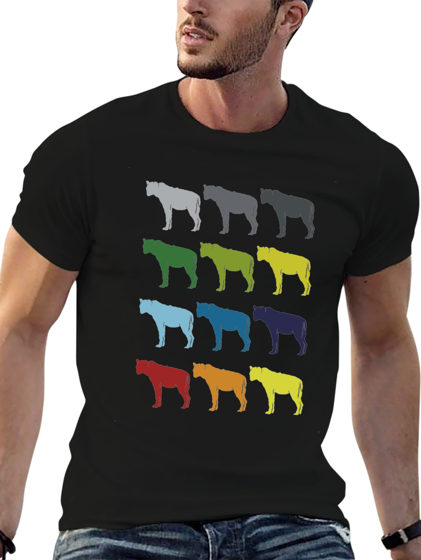 Colorful Bulls Graphic Tee - Stylish Men's Black T-Shirt - 6