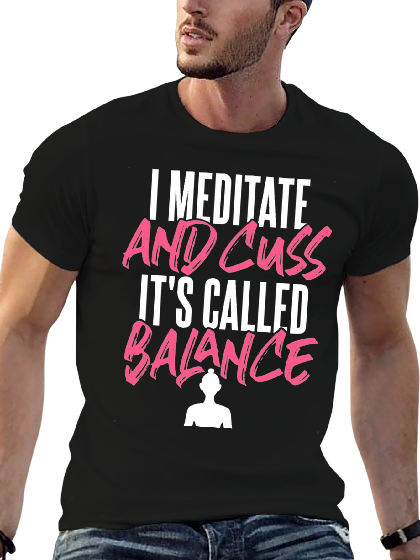 Black Meditate & Cuss T-Shirt Funny Yoga Tee view 6