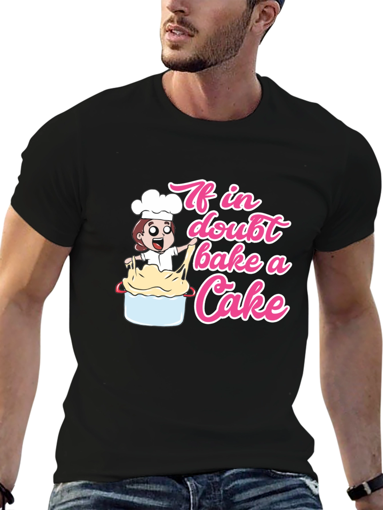 Black If In Doubt, Bake A Cake T-Shirt view 6