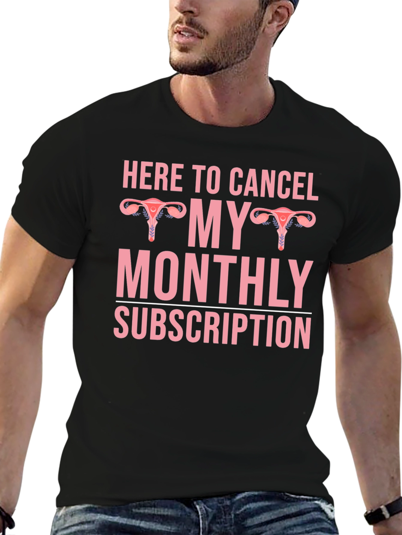 Black Here to Cancel Monthly Subscription Graphic Tee view 6