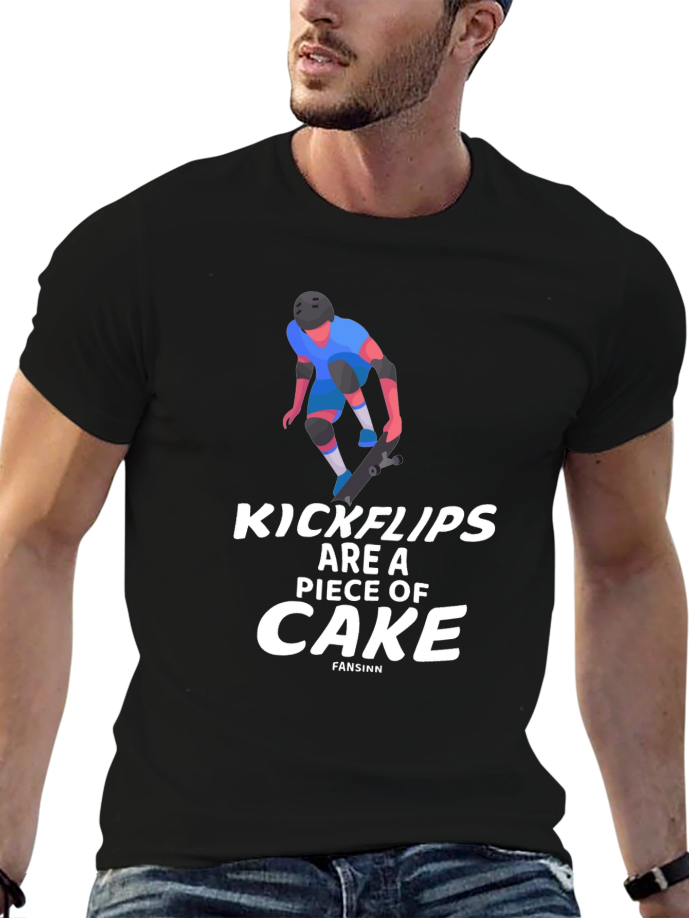 Black Kickflips Cake Graphic Tee - Skater Style view 6