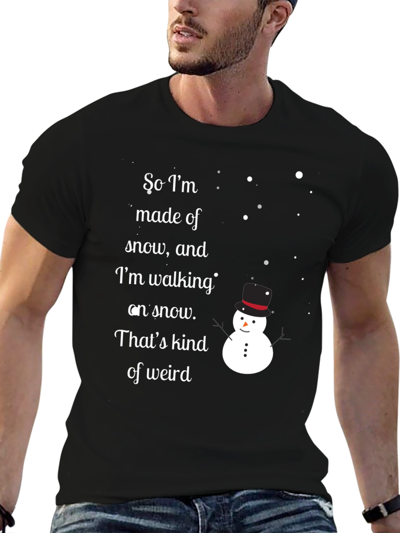 Black Snowman T-Shirt: 'So I'm Made of Snow...' view 6